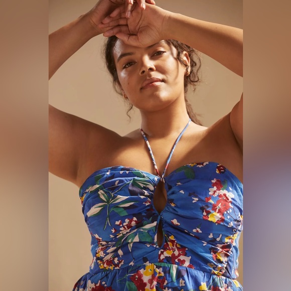 Anthropologie Emily Floral Halter Mini Dress - Picture 9 of 17